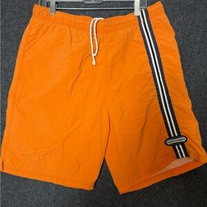 Abercrombie & Fitch Orange Men's Swim Trunks with Navy Stripe